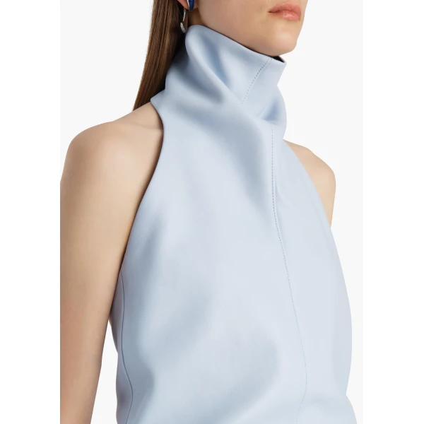 Khaite Rone Top in Sky Blue Leather, view 5