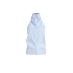 Khaite Rone Top in Sky Blue Leather