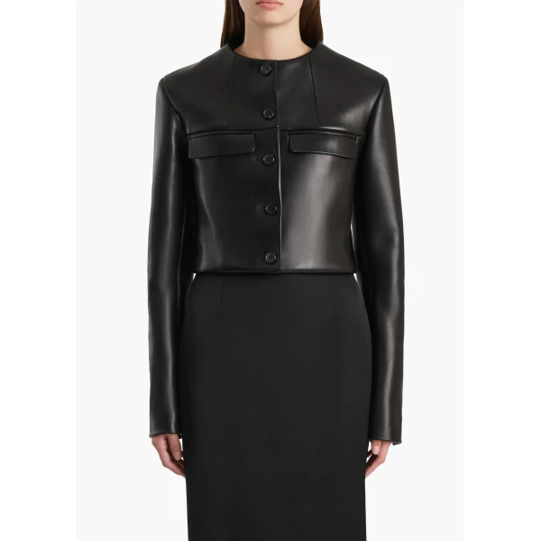 Khaite Roto Jacket in Black Leather, view 3