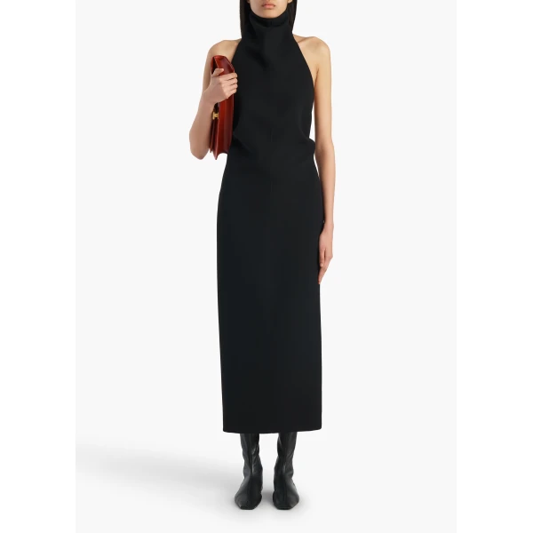 Khaite Roxanne Dress in Black Crepe, view 2