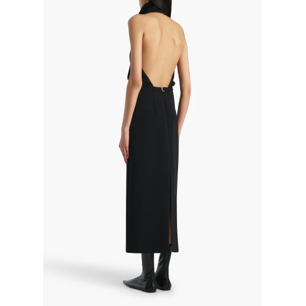Khaite Roxanne Dress in Black Crepe, view 3