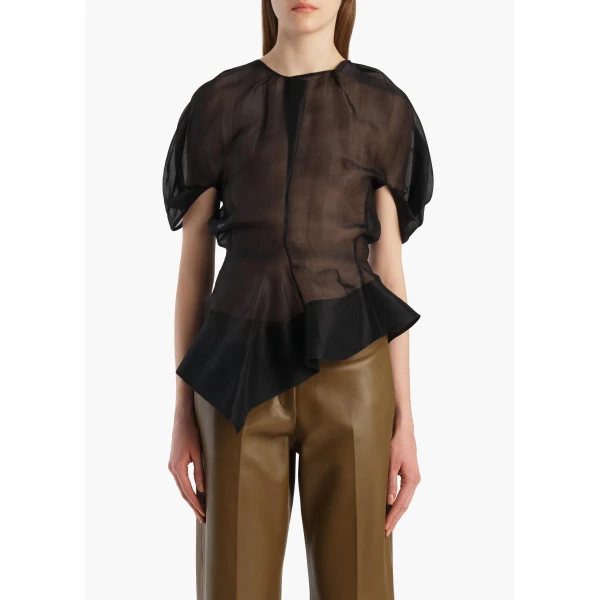 Khaite Rumi Top in Black Silk, view 3