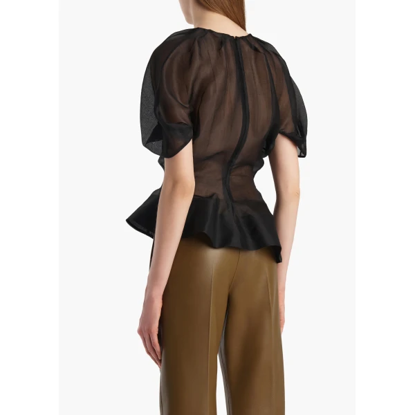 Khaite Rumi Top in Black Silk, view 4