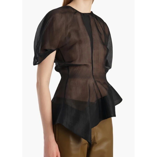 Khaite Rumi Top in Black Silk, view 5