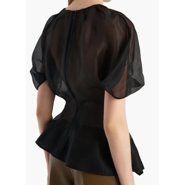 Khaite Rumi Top in Black Silk, view 6