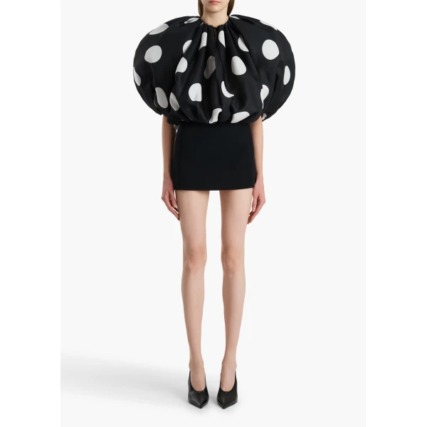 Khaite Siel Dress in Black with Large White Dots, view 2