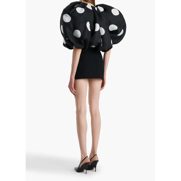 Khaite Siel Dress in Black with Large White Dots, view 3