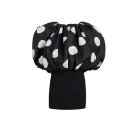 Khaite Siel Dress in Black with Large White Dots