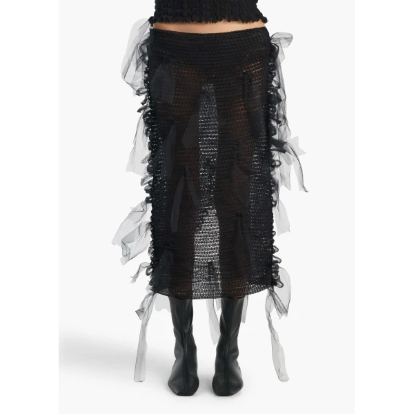 Khaite Signe Skirt in Black, view 3