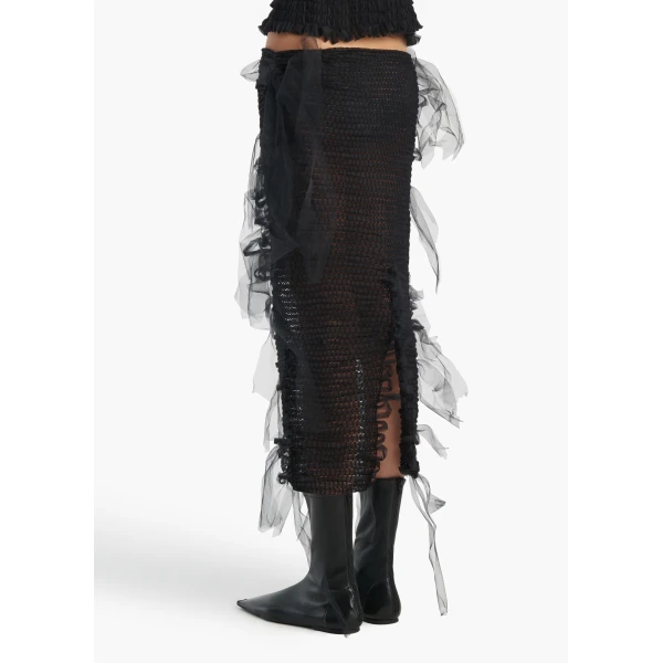 Khaite Signe Skirt in Black, view 4