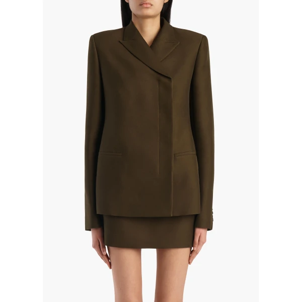Khaite Silvannah Jacket in Dark Olive, view 3