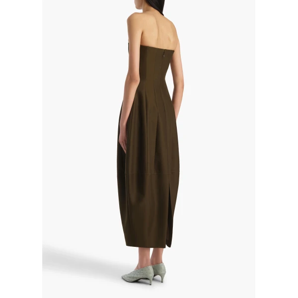 Khaite Stela Dress in Dark Olive, view 3