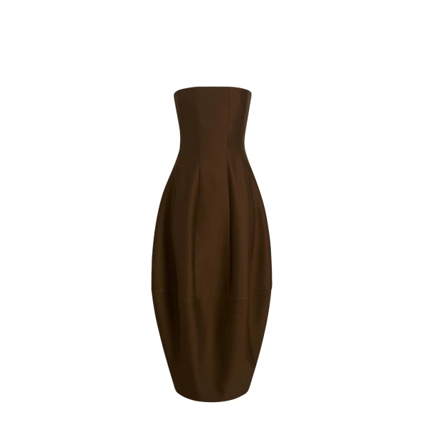 Khaite Stela Dress in Dark Olive