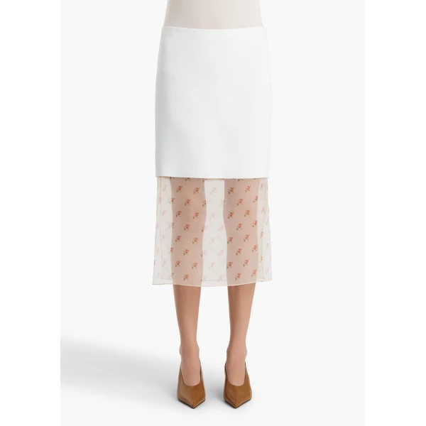 Khaite Sybil Skirt in Chalk with Ditsy Rose Print, view 3