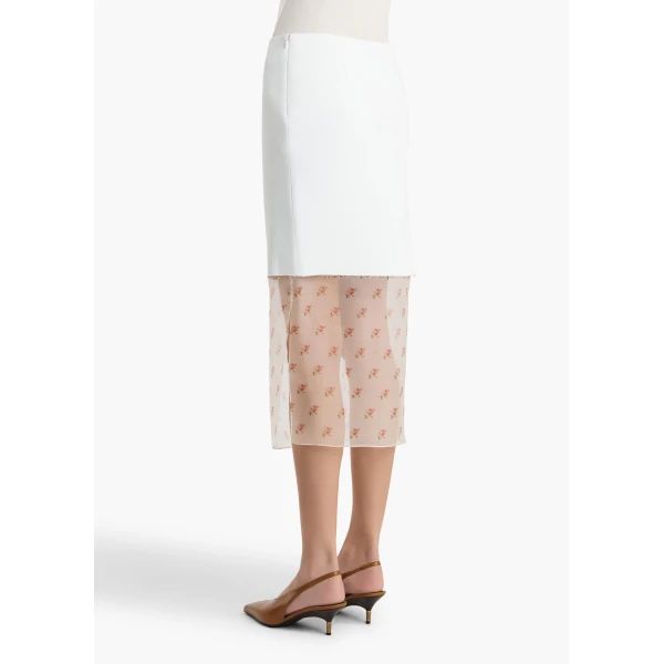 Khaite Sybil Skirt in Chalk with Ditsy Rose Print, view 4