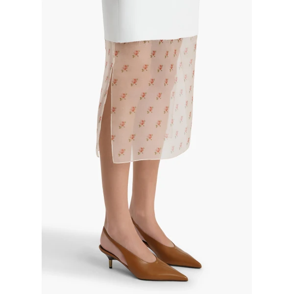 Khaite Sybil Skirt in Chalk with Ditsy Rose Print, view 5