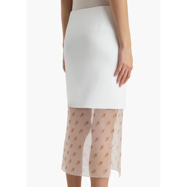 Khaite Sybil Skirt in Chalk with Ditsy Rose Print, view 6