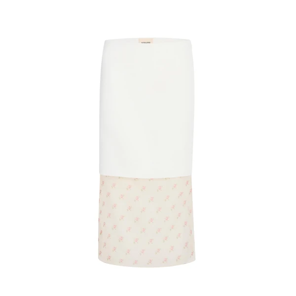 Khaite Sybil Skirt in Chalk with Ditsy Rose Print