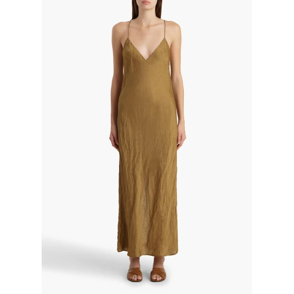 Khaite Taja Dress in Golden Ochre, view 2
