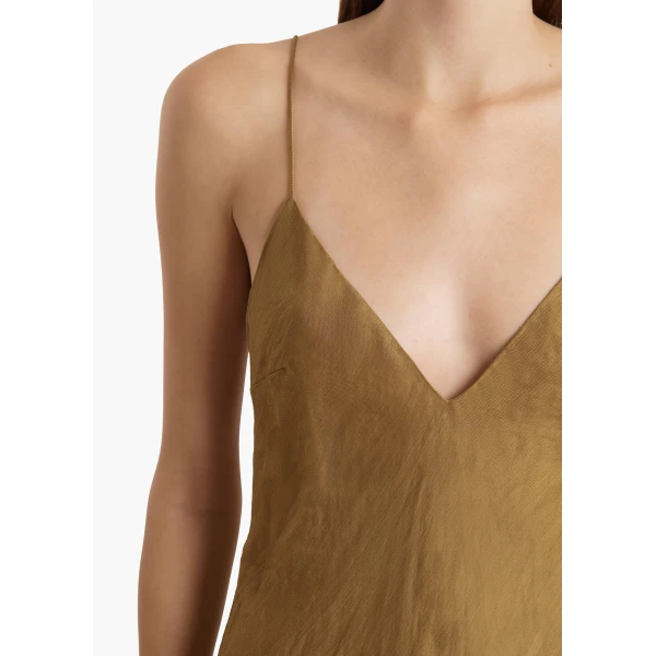 Khaite Taja Dress in Golden Ochre, view 4