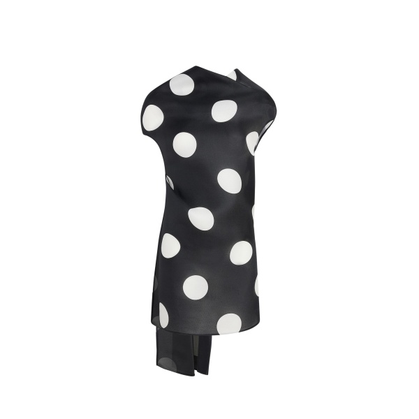 Khaite Tatia Dress in Black with White Large Dots