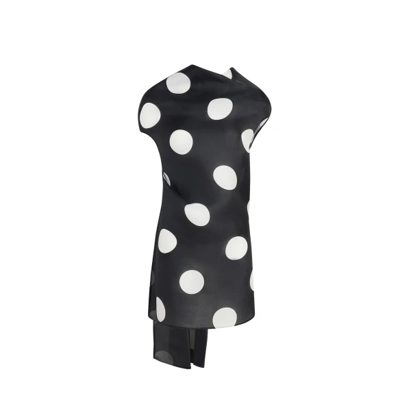 Khaite Tatia Dress in Black with White Large Dots
