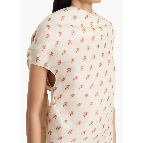 Khaite Tatia Dress in Ditsy Rose Print, view 4