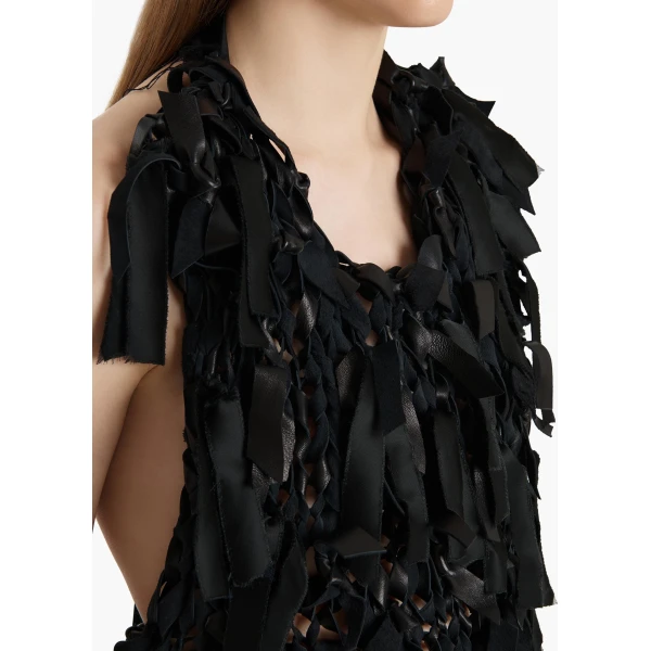 Khaite Tevis Top in Black Leather, view 5