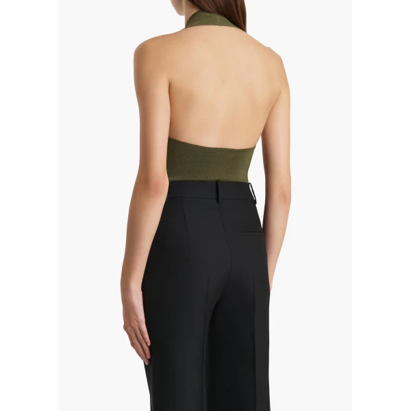 Khaite Toto Bodysuit in Olive, view 4