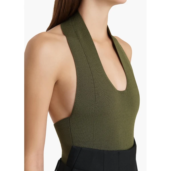 Khaite Toto Bodysuit in Olive, view 5