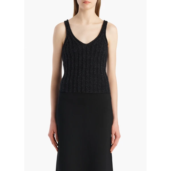 Khaite Val Top in Black Cotton, view 3