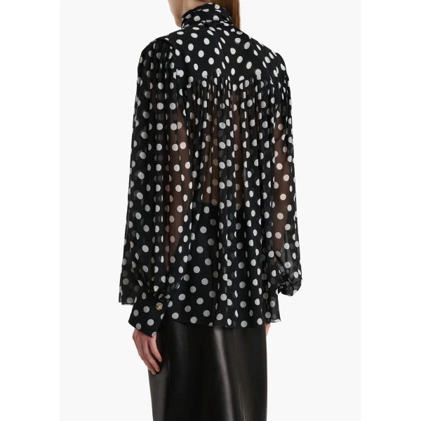 Khaite Vali Top in Black with White Dots, view 4