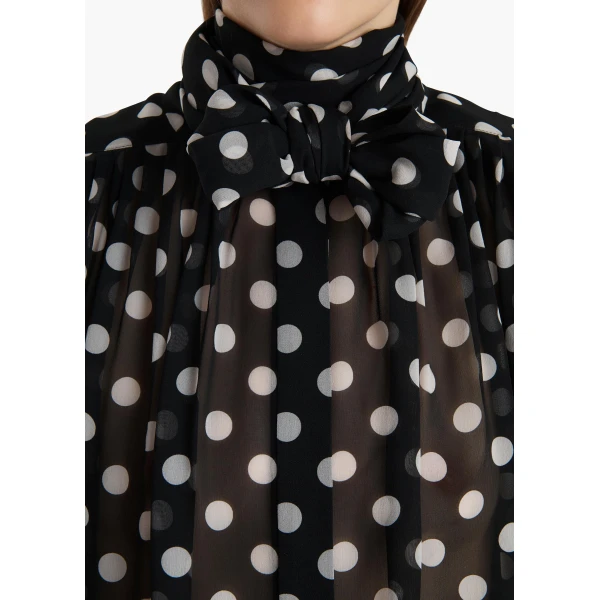 Khaite Vali Top in Black with White Dots, view 5