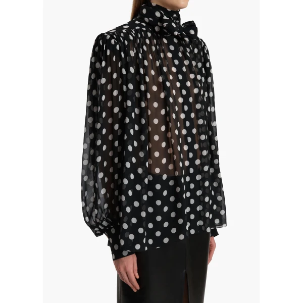 Khaite Vali Top in Black with White Dots, view 6