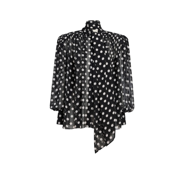 Khaite Vali Top in Black with White Dots
