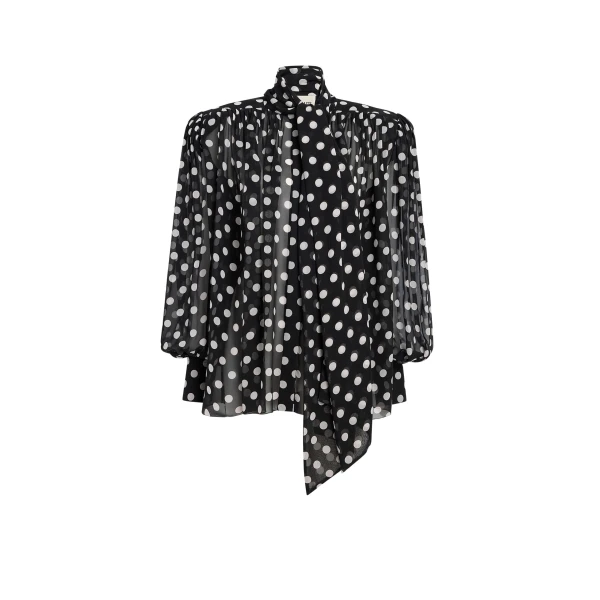 Khaite Vali Top in Black with White Dots