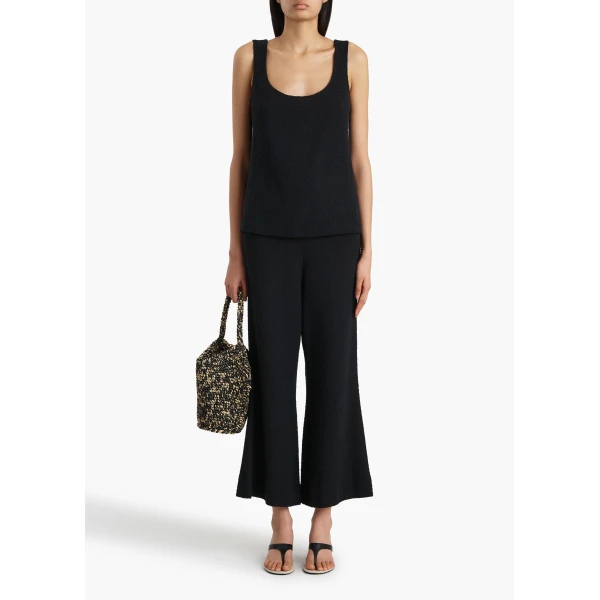 Khaite Walter Pant in Black Textured Giro Inglese, view 2