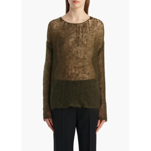 Khaite Wendy Sweater in Dark Olive, view 3