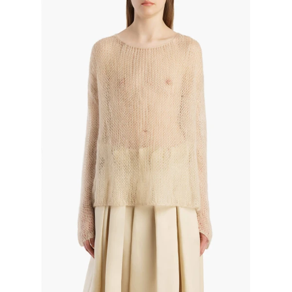 Khaite Wendy Sweater in Light Beige, view 3