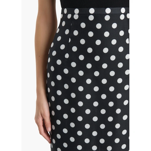 Khaite Winton Skirt in Black with White Dots, view 5
