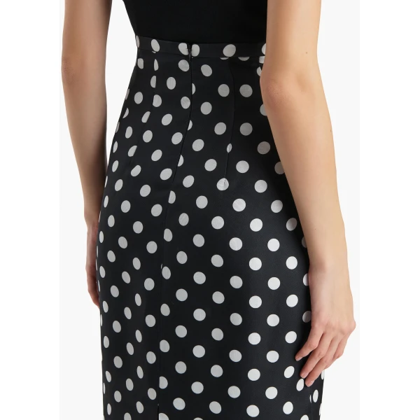 Khaite Winton Skirt in Black with White Dots, view 6