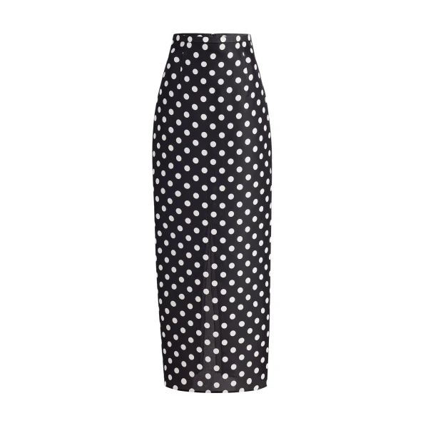 Khaite Winton Skirt in Black with White Dots