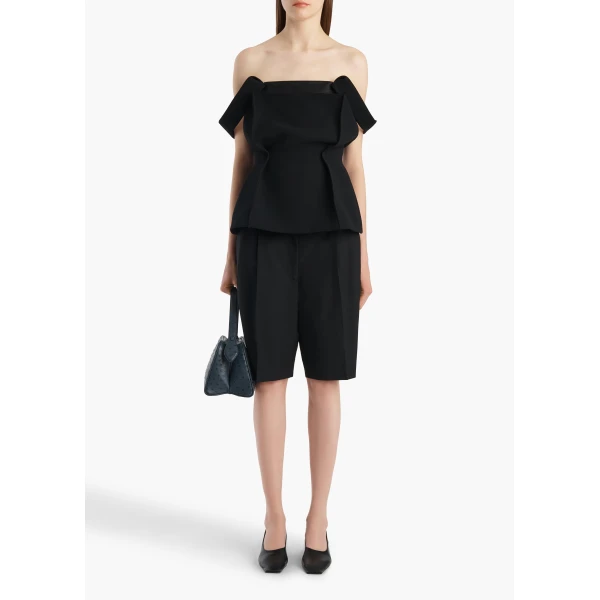 Khaite Yasmina Top in Black Crepe, view 2