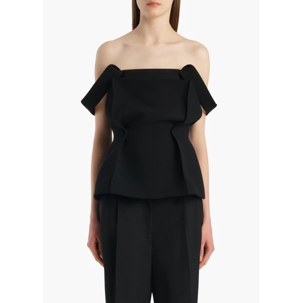 Khaite Yasmina Top in Black Crepe, view 3