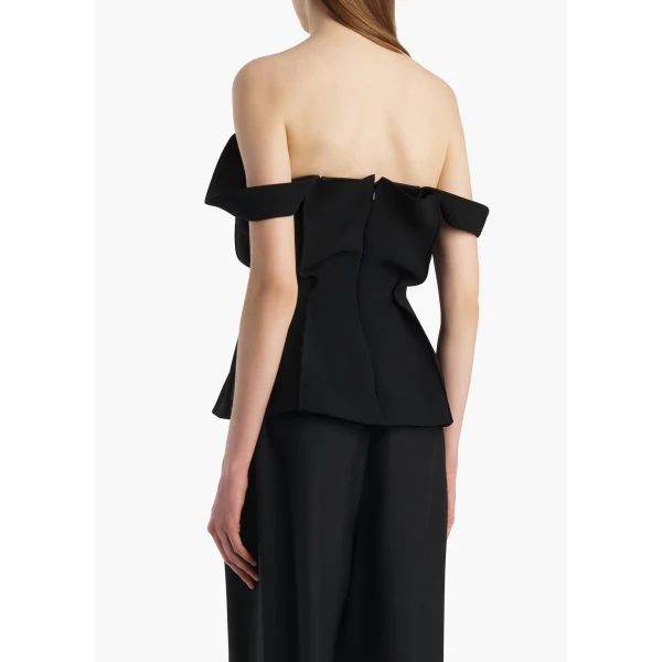 Khaite Yasmina Top in Black Crepe, view 4