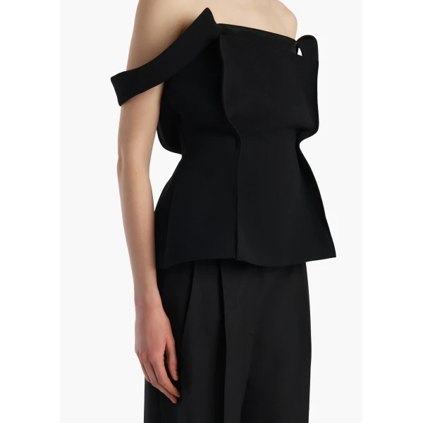 Khaite Yasmina Top in Black Crepe, view 5