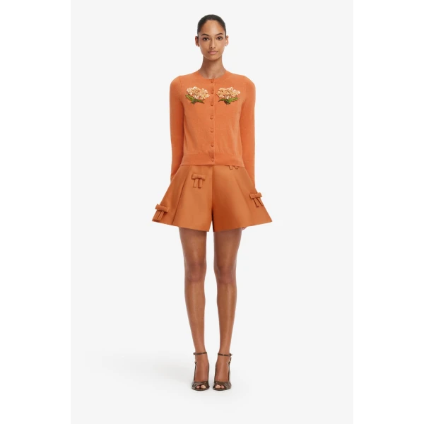 Leo Lin Abby Bow Shorts in Ochre, view 2