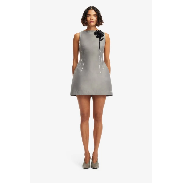Leo Lin Ali Mini Dress in Steel, view 2