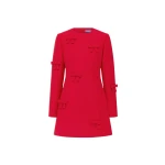 Leo Lin Aliza Bow Long Sleeve Mini Dress in Vermilion