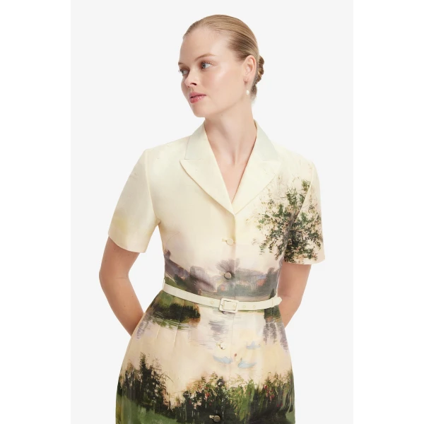 Leo Lin Brigitte Mini Dress in Serene Print, view 6